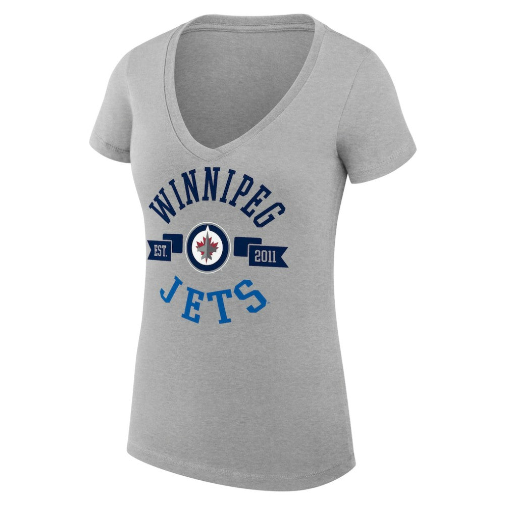 Winnipeg Jets G-III 4Her by Carl Banks Women's Super-Slim Fit Lightweight City Graphic V-Neck T-Shirt