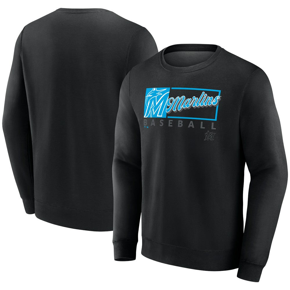 Miami Marlins Focus Fleece Pullover Sweatshirt - Black