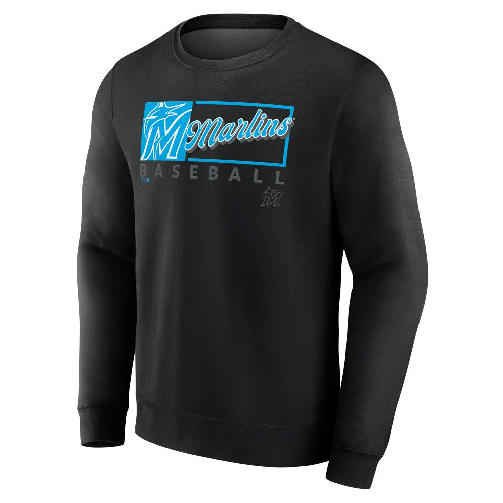Miami Marlins Focus Fleece Pullover Sweatshirt - Black