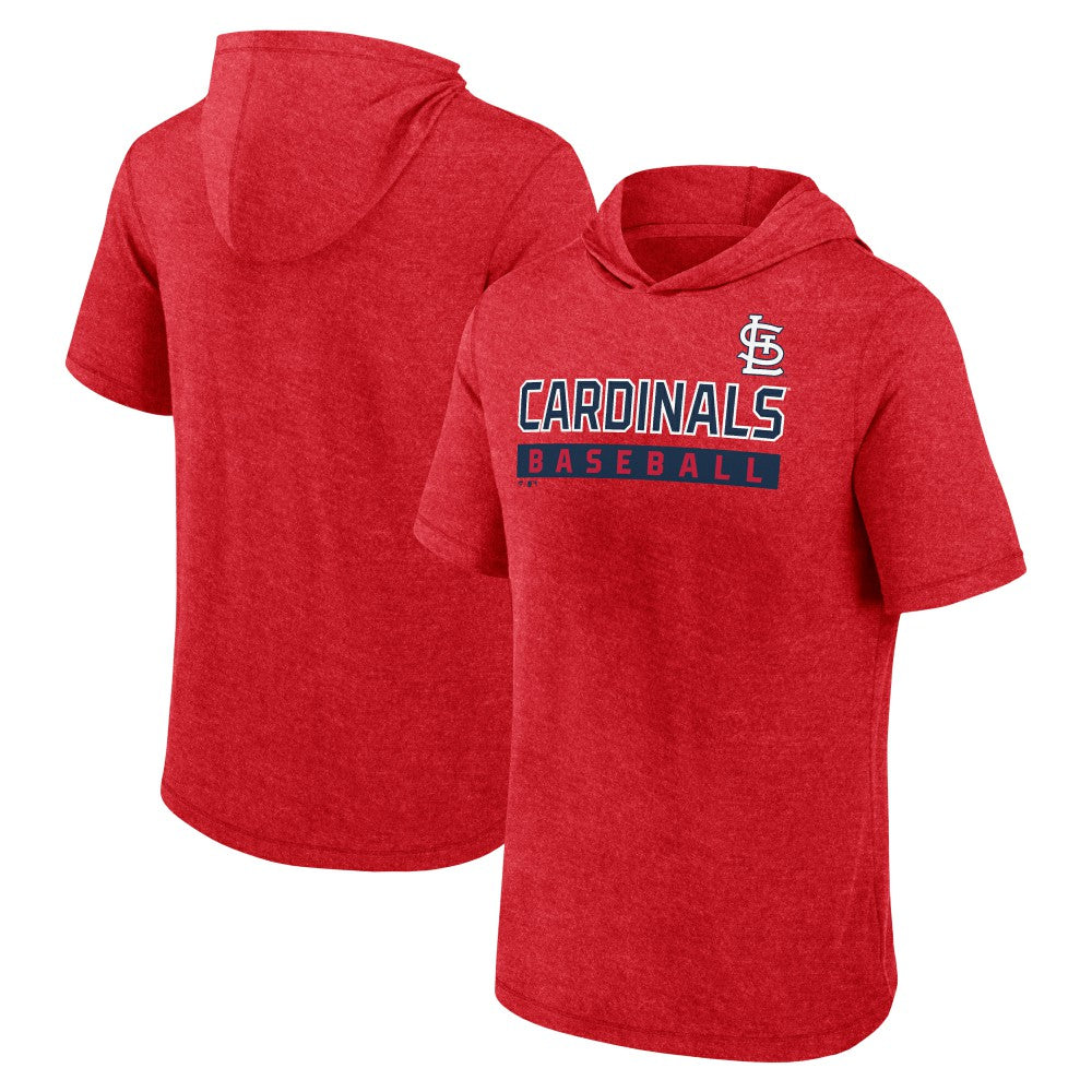 St. Louis Cardinals Push Short Sleeve Pullover Hoodie - Heather Red