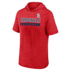St. Louis Cardinals Push Short Sleeve Pullover Hoodie - Heather Red