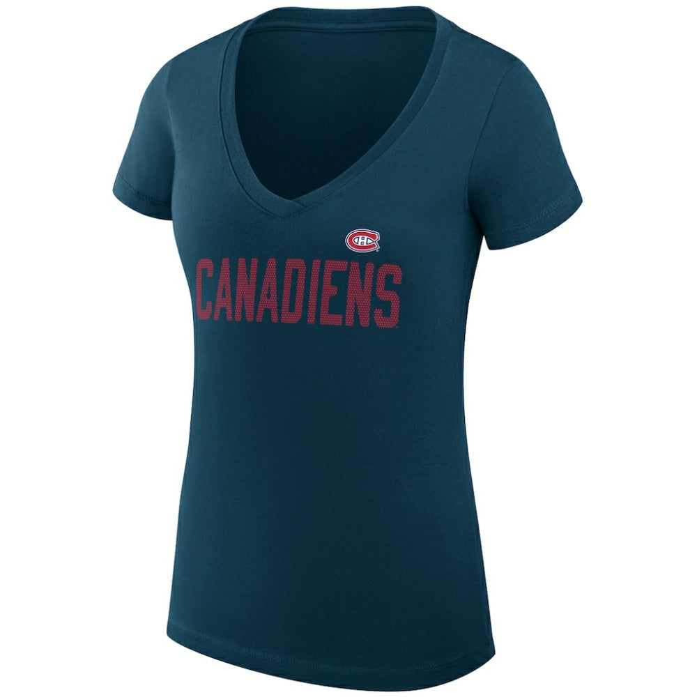 Montreal Canadiens G-III 4Her by Carl Banks Women's Super-Slim Fit Lightweight Dot Print Team V-Neck T-Shirt