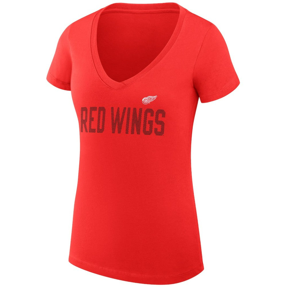 Detroit Red Wings G-III 4Her by Carl Banks Women's Super-Slim Fit Lightweight Dot Print Team V-Neck T-Shirt