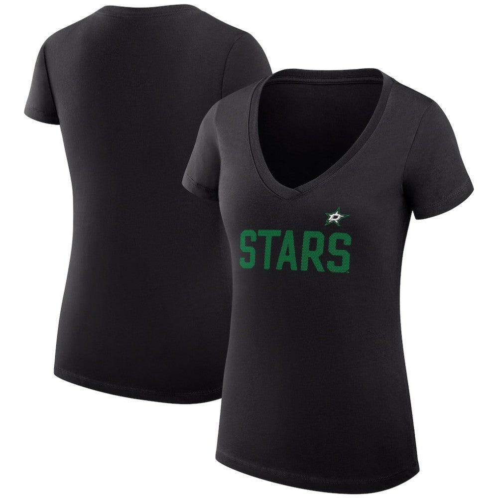 Dallas Stars G-III 4Her by Carl Banks Women's Super-Slim Fit Lightweight Dot Print Team V-Neck T-Shirt