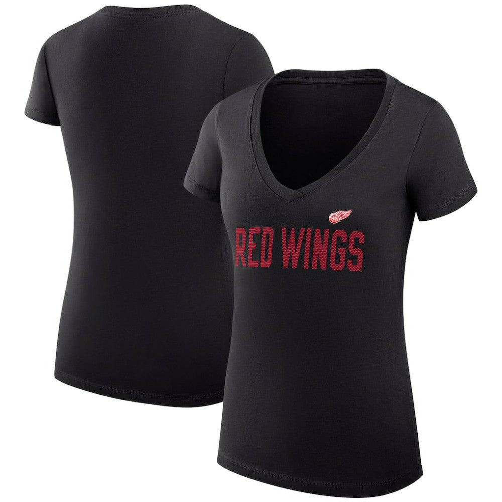 Detroit Red Wings G-III 4Her by Carl Banks Women's Super-Slim Fit Lightweight Dot Print Team V-Neck T-Shirt