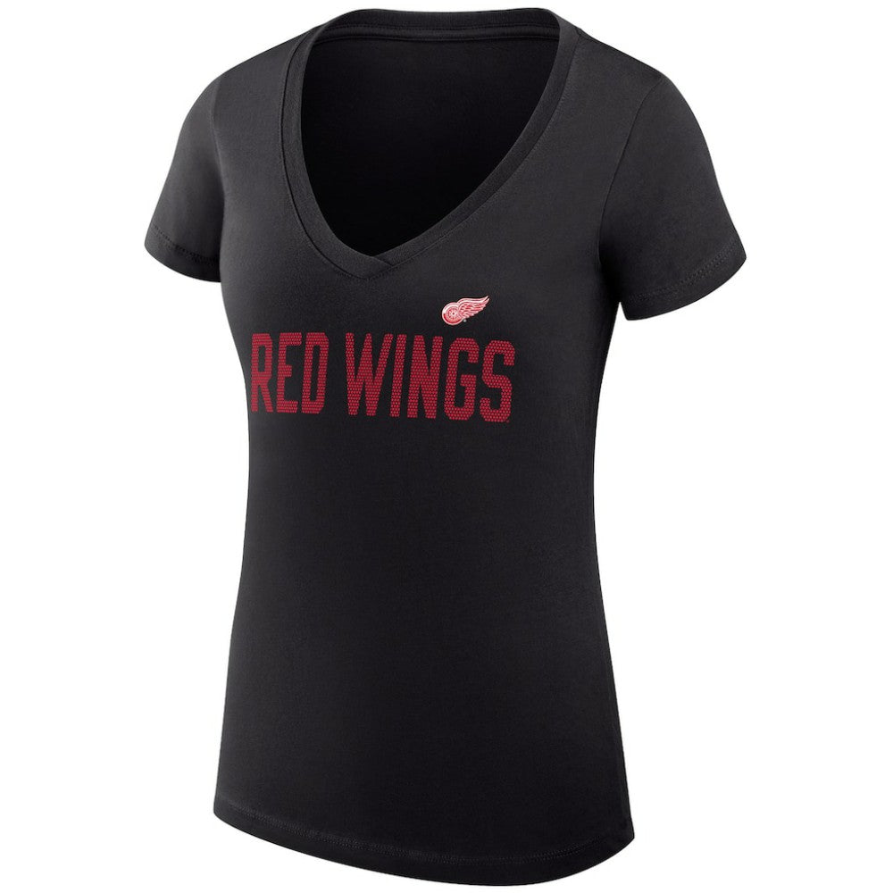 Detroit Red Wings G-III 4Her by Carl Banks Women's Super-Slim Fit Lightweight Dot Print Team V-Neck T-Shirt