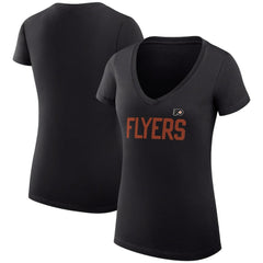 Philadelphia Flyers G-III 4Her by Carl Banks Women's Super-Slim Fit Lightweight Dot Print Team V-Neck T-Shirt