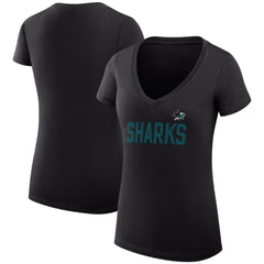 San Jose Sharks G-III 4Her by Carl Banks Women's Super-Slim Fit Lightweight Dot Print Team V-Neck T-Shirt