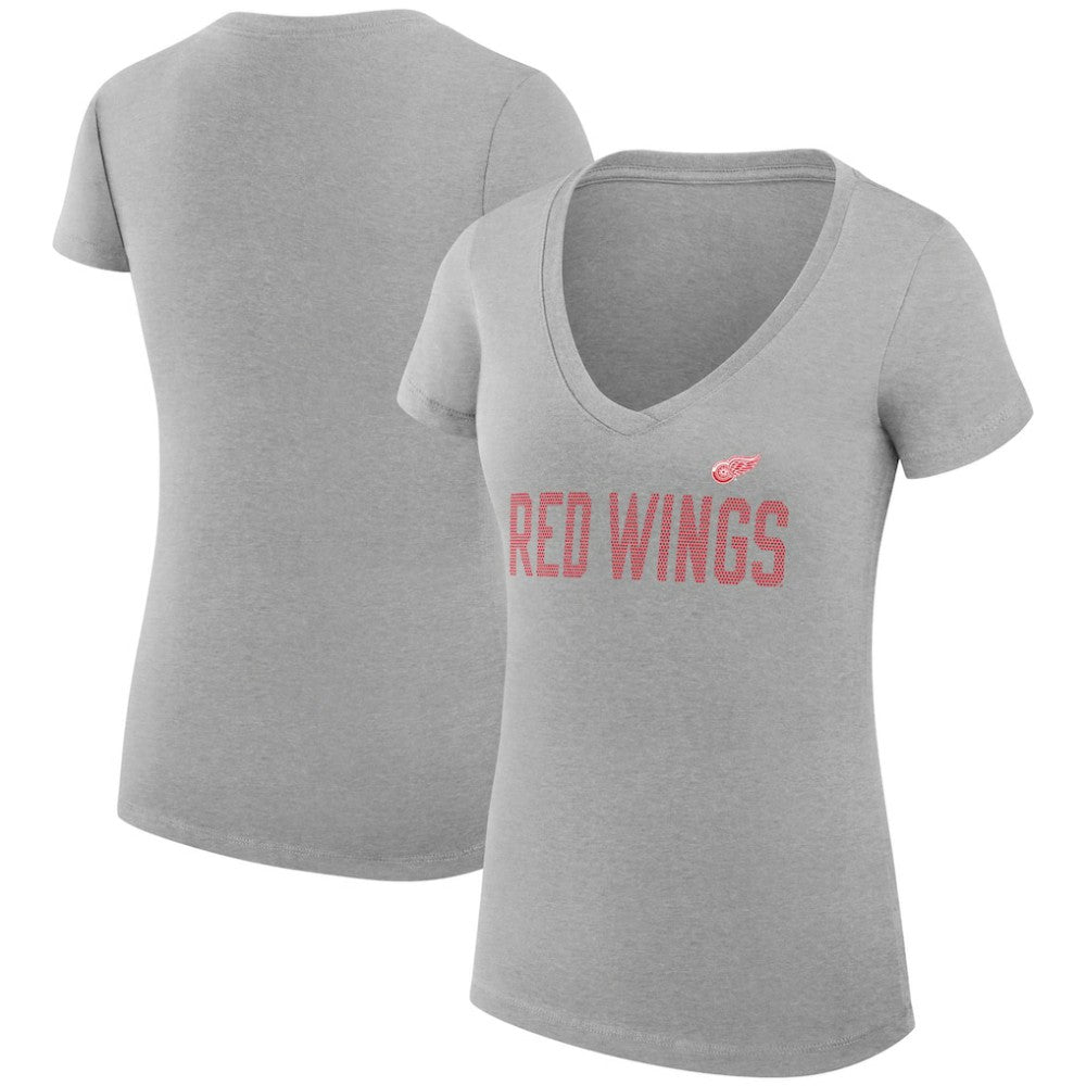 Detroit Red Wings G-III 4Her by Carl Banks Women's Super-Slim Fit Lightweight Dot Print Team V-Neck T-Shirt