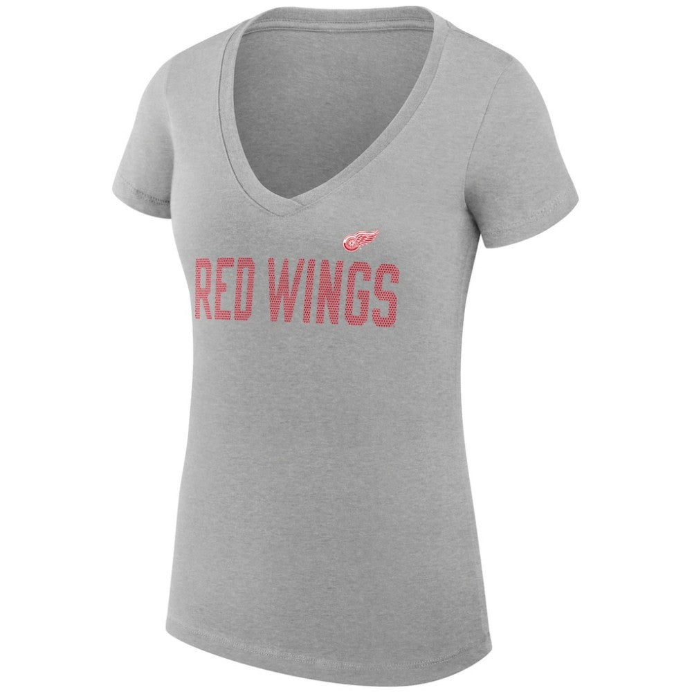 Detroit Red Wings G-III 4Her by Carl Banks Women's Super-Slim Fit Lightweight Dot Print Team V-Neck T-Shirt