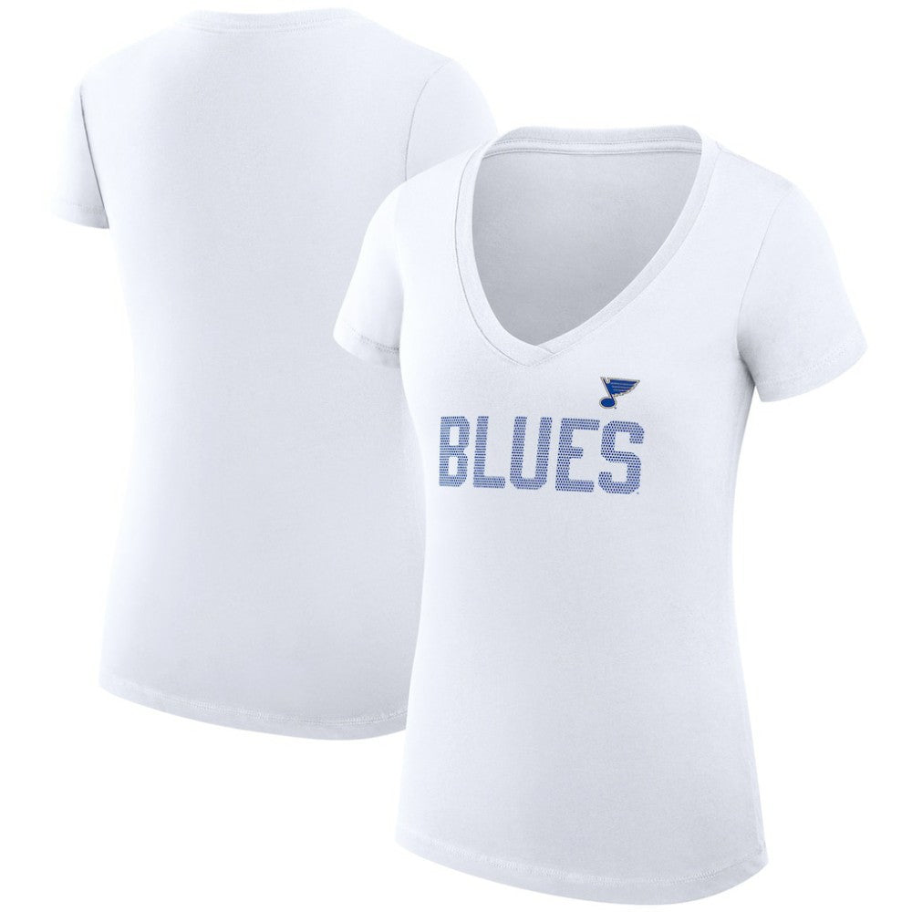St. Louis Blues G-III 4Her by Carl Banks Women's Super-Slim Fit Lightweight Dot Print Team V-Neck T-Shirt