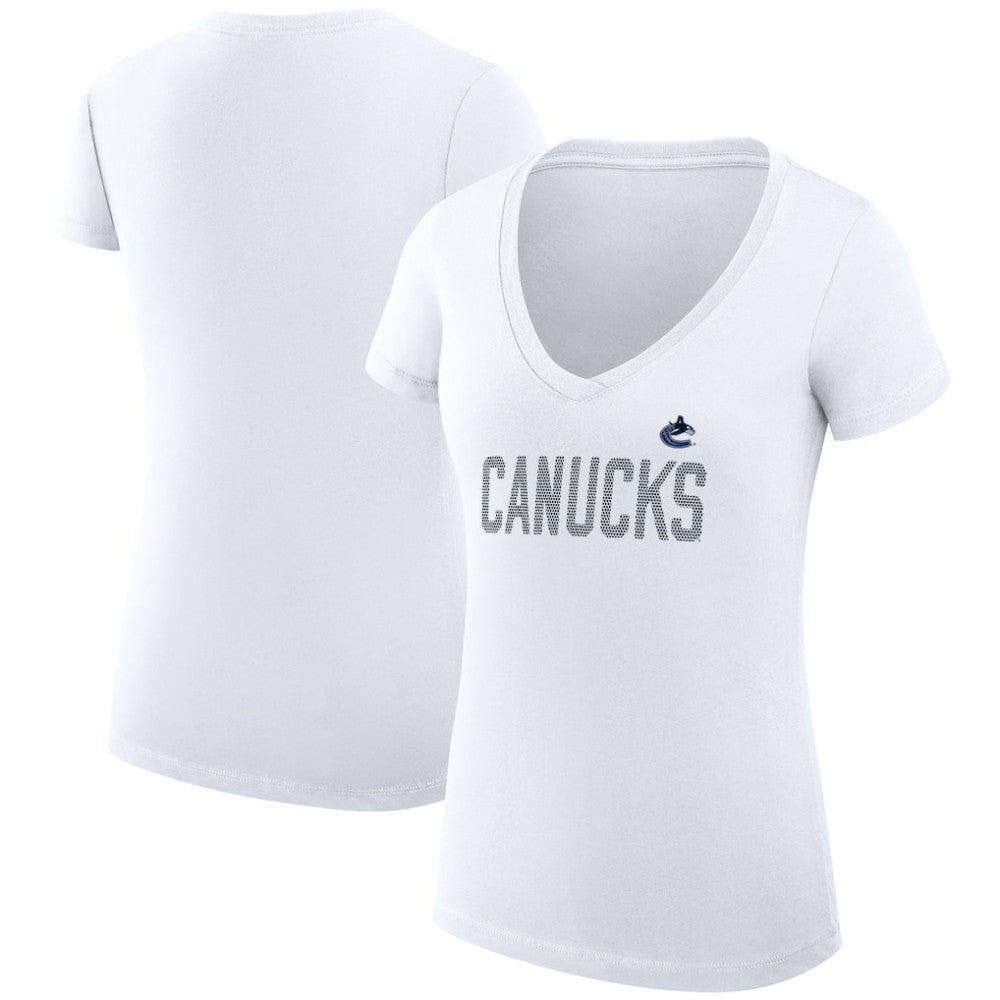 Vancouver Canucks G-III 4Her by Carl Banks Women's Super-Slim Fit Lightweight Dot Print Team V-Neck T-Shirt