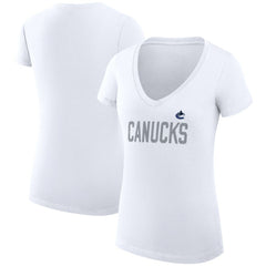 Vancouver Canucks G-III 4Her by Carl Banks Women's Super-Slim Fit Lightweight Dot Print Team V-Neck T-Shirt