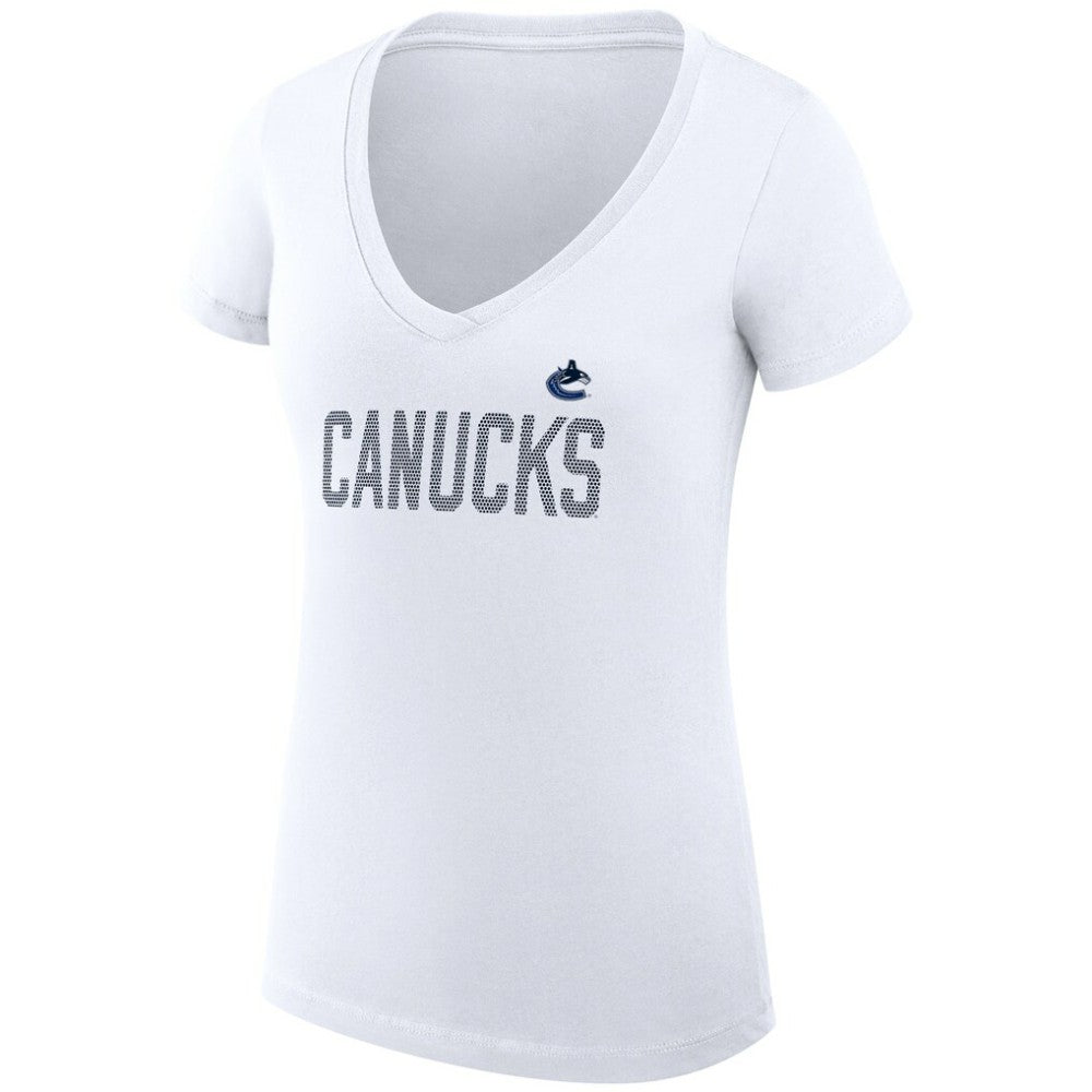 Vancouver Canucks G-III 4Her by Carl Banks Women's Super-Slim Fit Lightweight Dot Print Team V-Neck T-Shirt