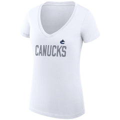 Vancouver Canucks G-III 4Her by Carl Banks Women's Super-Slim Fit Lightweight Dot Print Team V-Neck T-Shirt