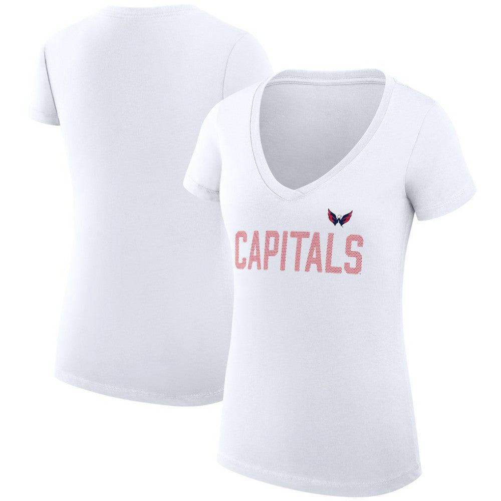 Washington Capitals G-III 4Her by Carl Banks Women's Super-Slim Fit Lightweight Dot Print Team V-Neck T-Shirt