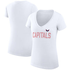Washington Capitals G-III 4Her by Carl Banks Women's Super-Slim Fit Lightweight Dot Print Team V-Neck T-Shirt