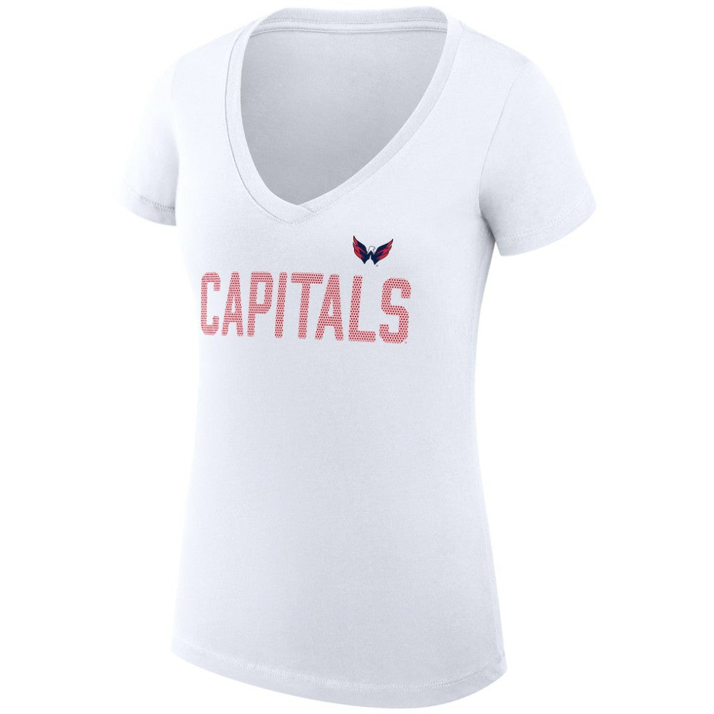 Washington Capitals G-III 4Her by Carl Banks Women's Super-Slim Fit Lightweight Dot Print Team V-Neck T-Shirt