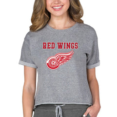 Detroit Red Wings Concepts Sport Women's Tri-Blend Mainstream Terry Short Sleeve Sweatshirt Top
