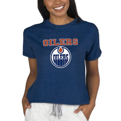 Edmonton Oilers Concepts Sport Women's Tri-Blend Mainstream Terry Short Sleeve Sweatshirt Top