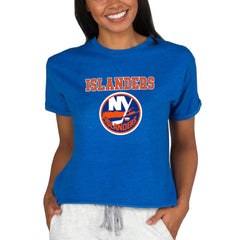New York Islanders Concepts Sport Women's Tri-Blend Mainstream Terry Short Sleeve Sweatshirt Top