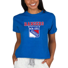 New York Rangers Concepts Sport Women's Tri-Blend Mainstream Terry Short Sleeve Sweatshirt Top