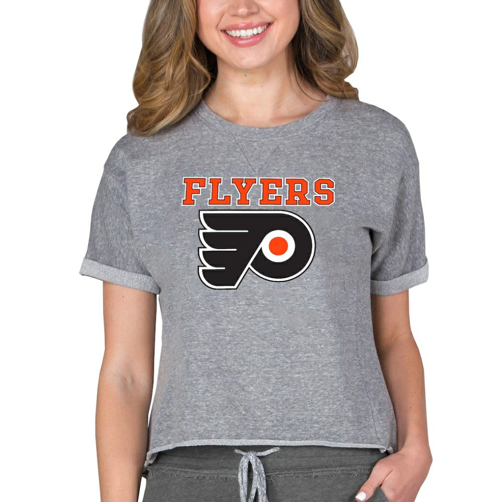 Philadelphia Flyers Concepts Sport Women's Tri-Blend Mainstream Terry Short Sleeve Sweatshirt Top