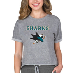 San Jose Sharks Concepts Sport Women's Tri-Blend Mainstream Terry Short Sleeve Sweatshirt Top