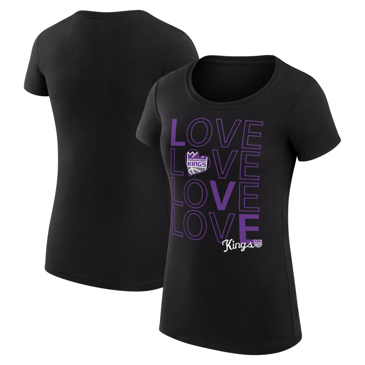 Sacramento Kings G-III 4Her by Carl Banks Women's Super-Slim Fit Lightweight Basketball Love T-Shirt - Black on sale