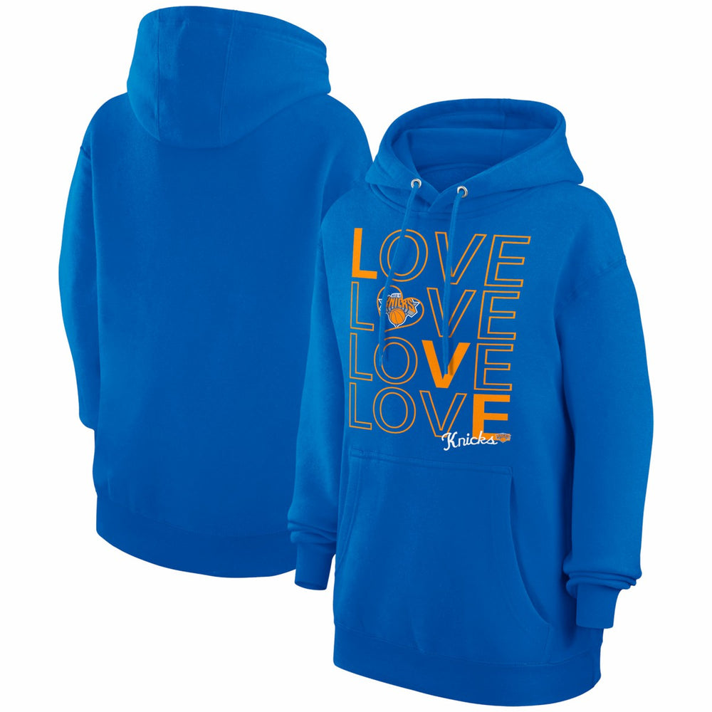 New York Knicks G-III 4Her by Carl Banks Women's Basketball Love Fleece Pullover Hoodie - Blue for sale