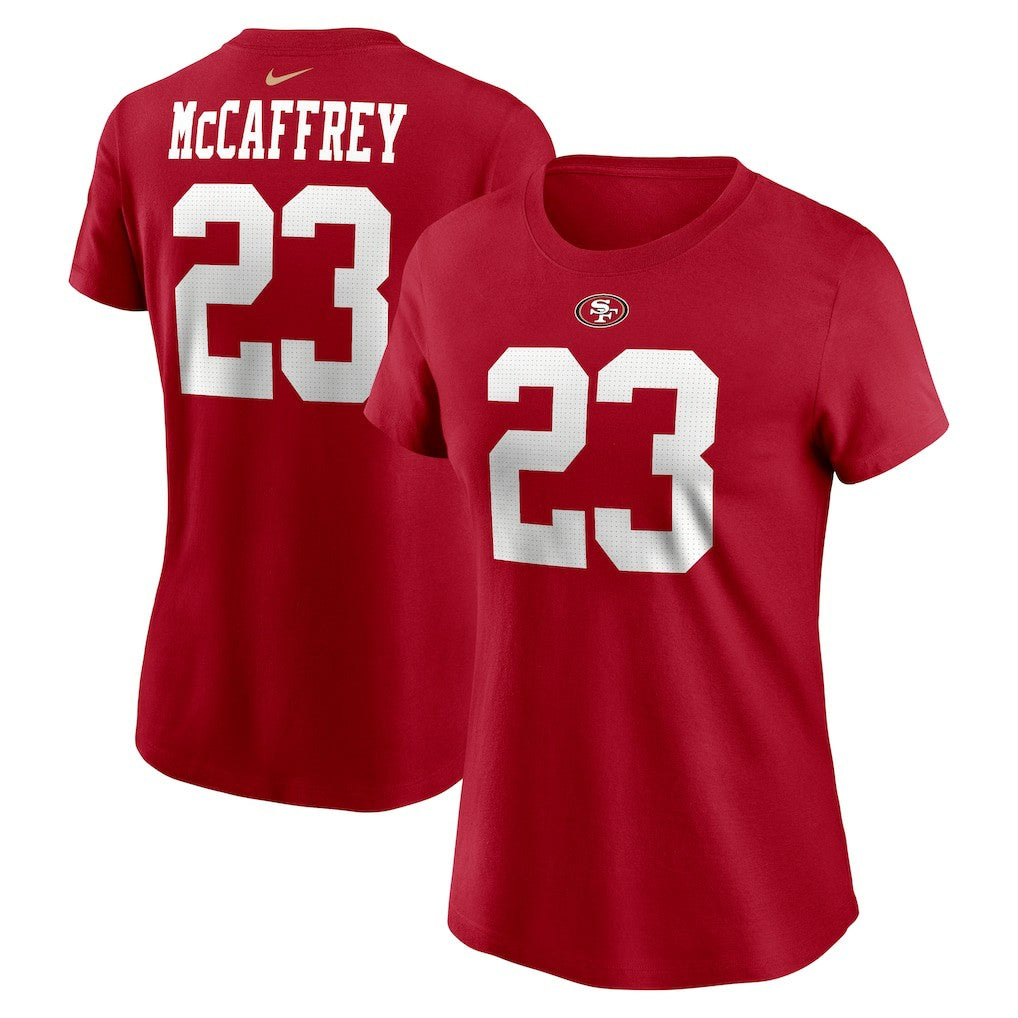 NFL San Francisco 49ers Christian McCaffrey  Women's Player Name & Number T-Shirt