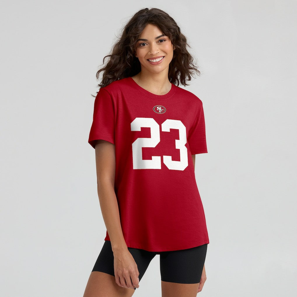 NFL San Francisco 49ers Christian McCaffrey  Women's Player Name & Number T-Shirt