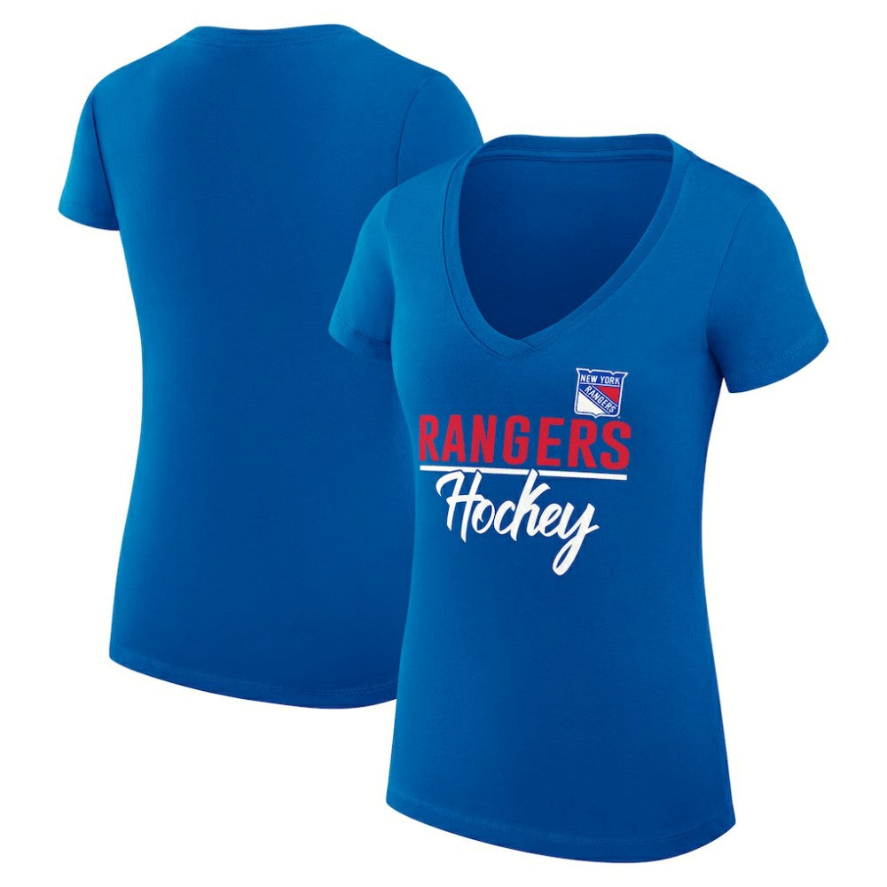 New York Rangers G-III 4Her by Carl Banks Women's Super-Slim Fit Lightweight Team Sport V-Neck T-Shirt