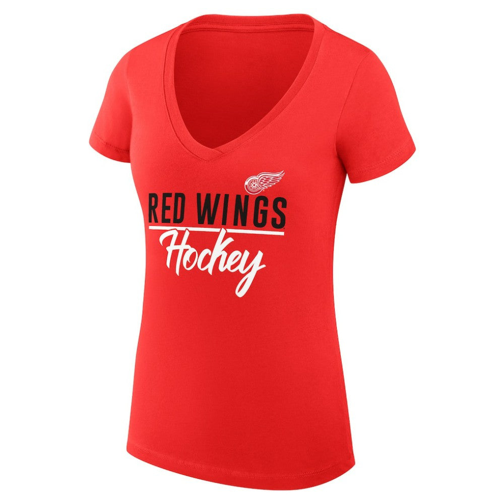 Detroit Red Wings G-III 4Her by Carl Banks Women's Super-Slim Fit Lightweight Graphic V-Neck T-Shirt