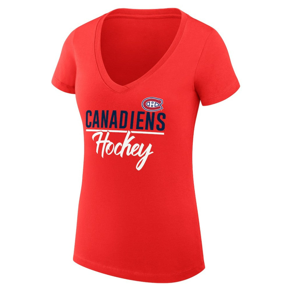 Montreal Canadiens G-III 4Her by Carl Banks Women's Super-Slim Fit Lightweight Graphic V-Neck T-Shirt