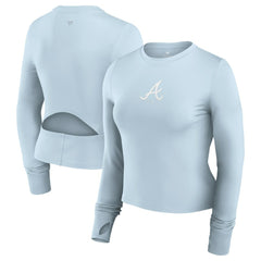 Atlanta Braves Women's Studio Fitted Long Sleeve Gym Top  - Light Blue