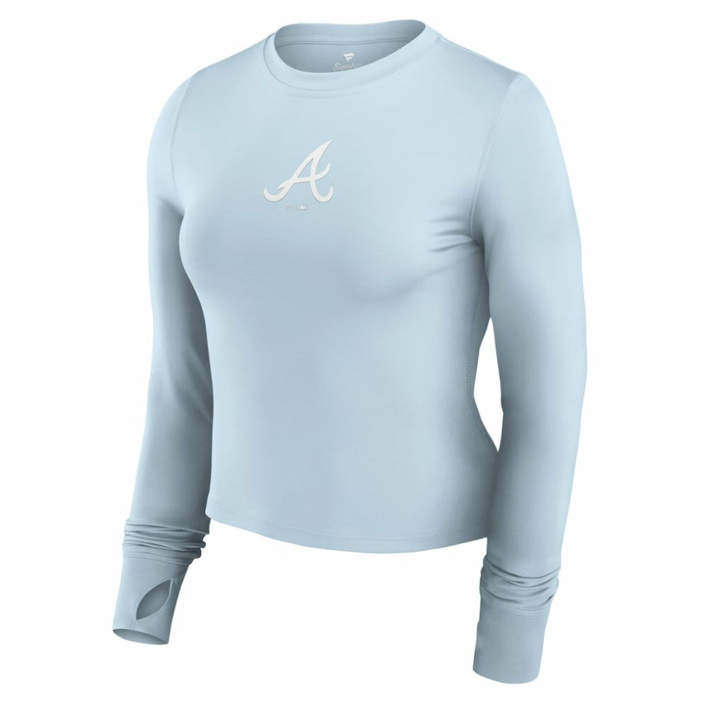 Atlanta Braves Women's Studio Fitted Long Sleeve Gym Top  - Light Blue