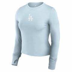 Los Angeles Dodgers Women's Studio Fitted Long Sleeve Gym Top  - Light Blue