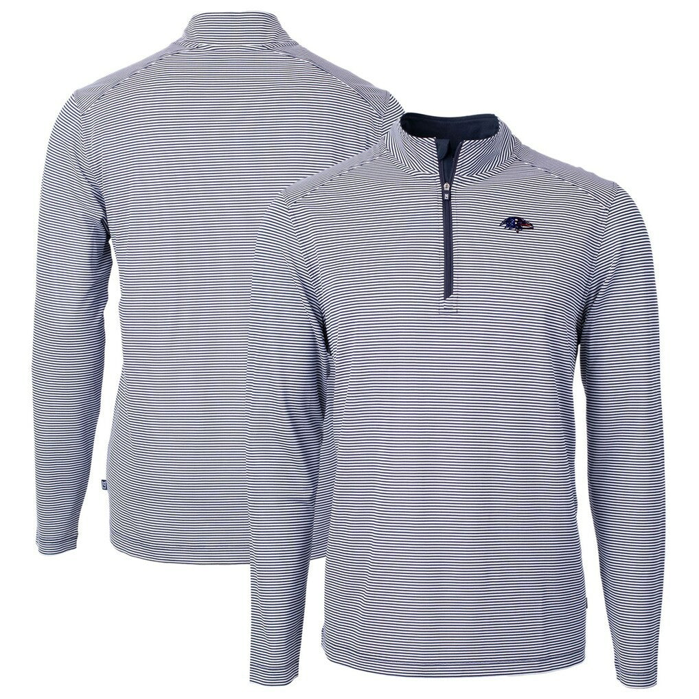 NFL Baltimore Ravens Cutter & Buck Virtue Eco Pique Micro Stripe Recycled Quarter-Zip Pullover Top