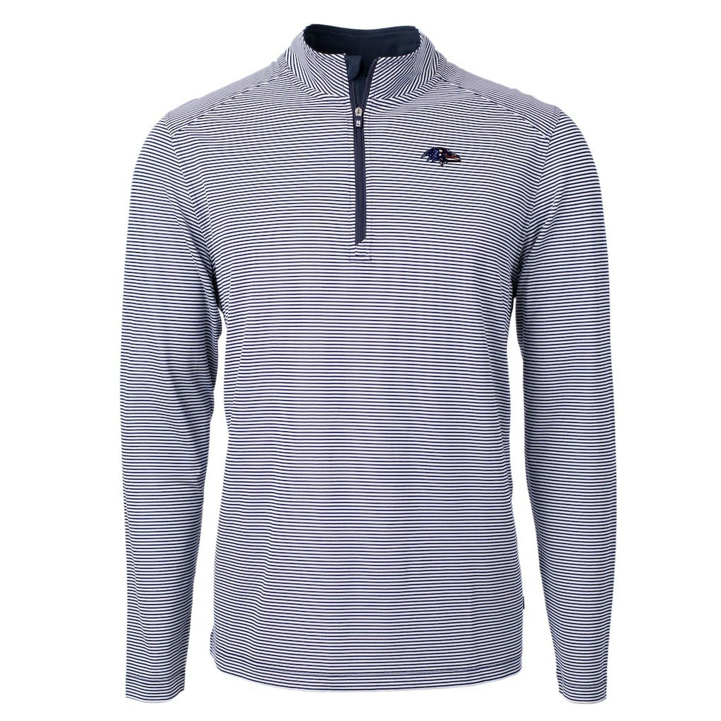 NFL Baltimore Ravens Cutter & Buck Virtue Eco Pique Micro Stripe Recycled Quarter-Zip Pullover Top