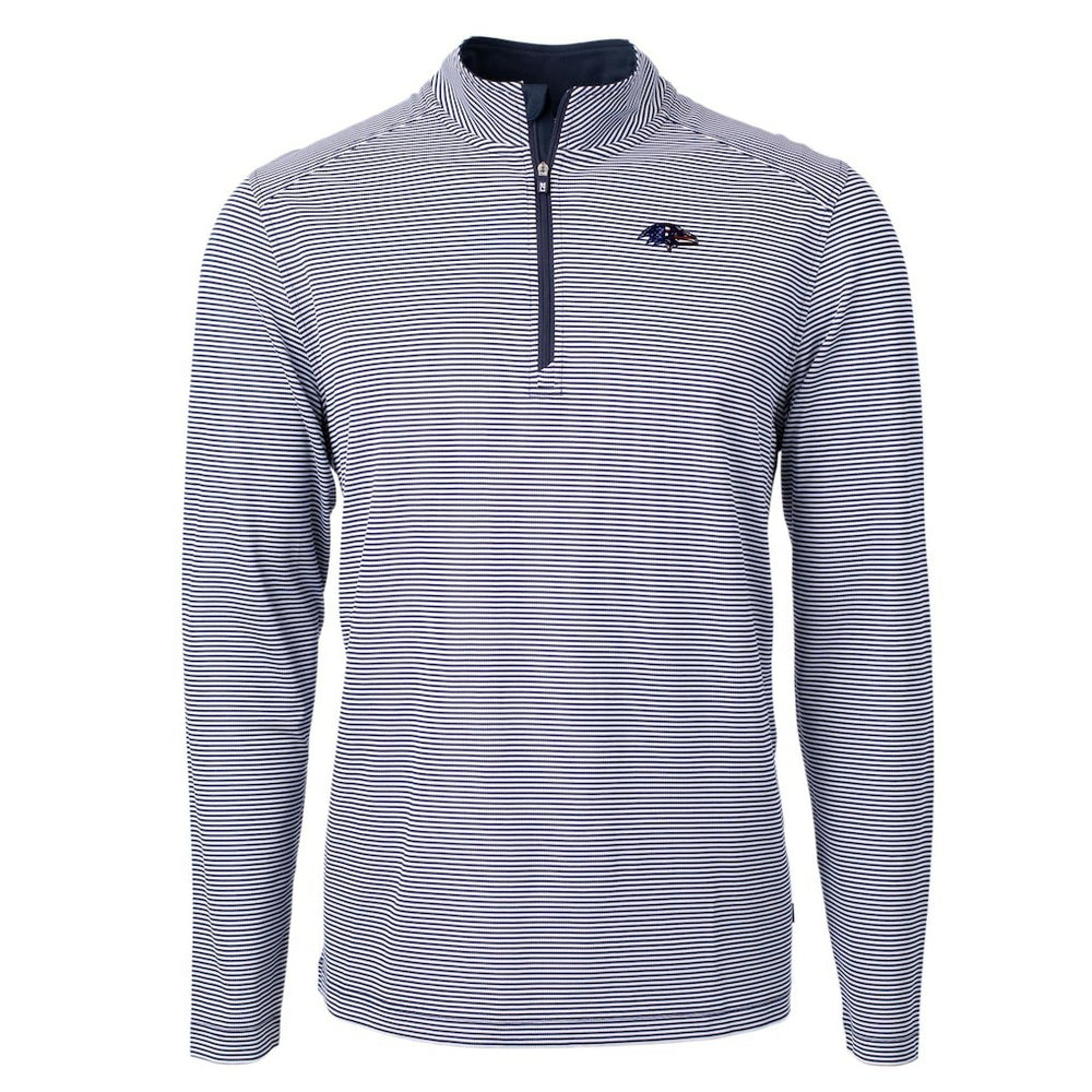 NFL Baltimore Ravens Cutter & Buck Virtue Eco Pique Micro Stripe Recycled Quarter-Zip Pullover Top