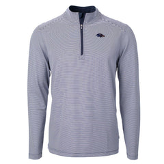 NFL Baltimore Ravens Cutter & Buck Virtue Eco Pique Micro Stripe Recycled Quarter-Zip Pullover Top