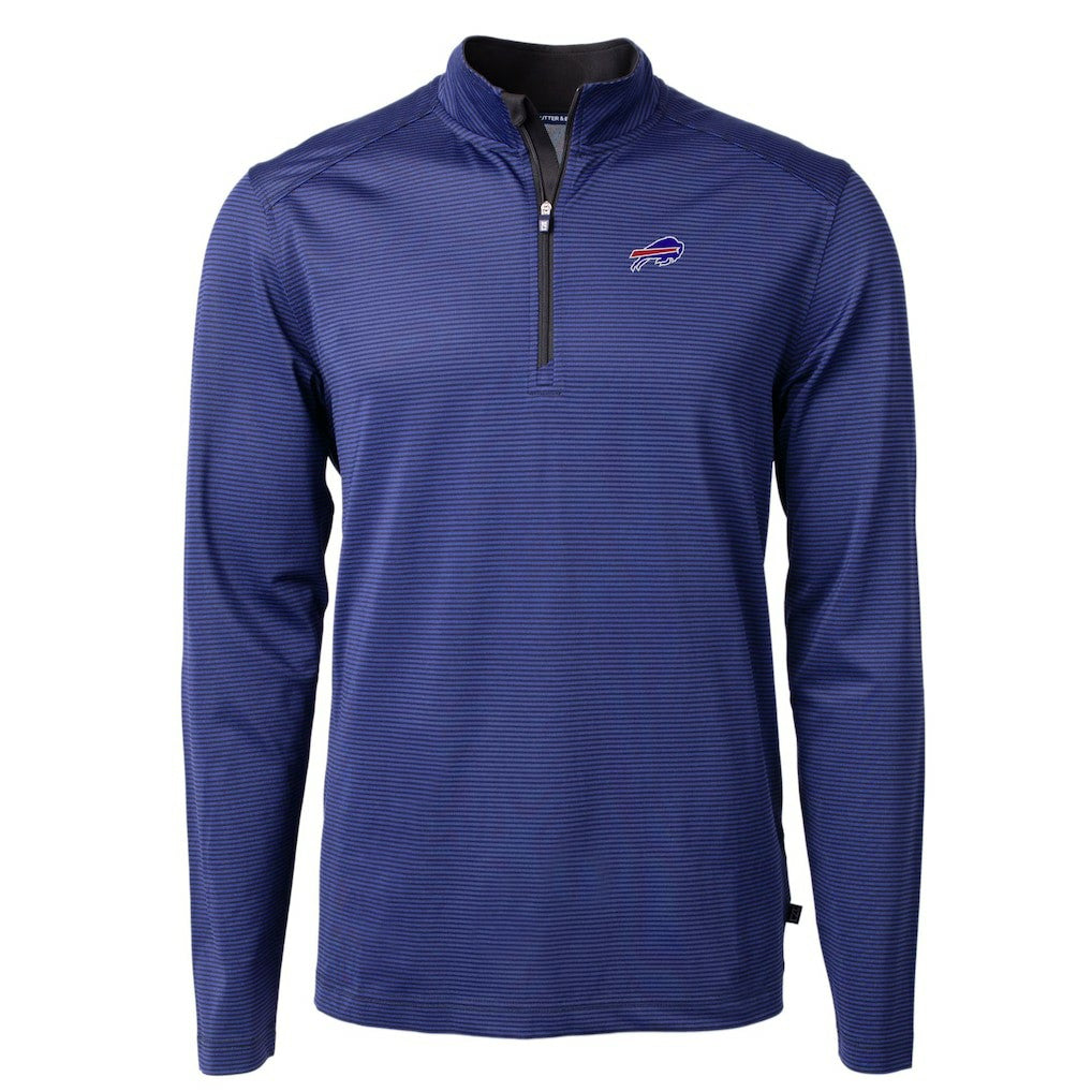 NFL Buffalo Bills Cutter & Buck Virtue Eco Pique Micro Stripe Recycled Quarter-Zip Pullover Top