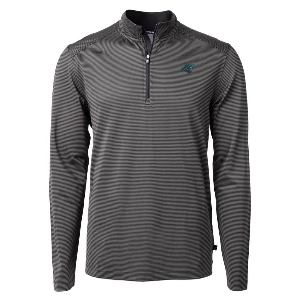 NFL Carolina Panthers Cutter & Buck Virtue Eco Pique Micro Stripe Recycled Quarter-Zip Pullover Top
