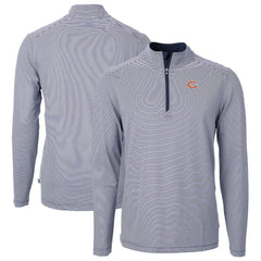 NFL Chicago Bears Cutter & Buck Virtue Eco Pique Micro Stripe Recycled Quarter-Zip Pullover Top