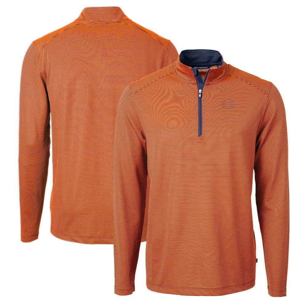 NFL Chicago Bears Cutter & Buck Virtue Eco Pique Micro Stripe Recycled Quarter-Zip Pullover Top