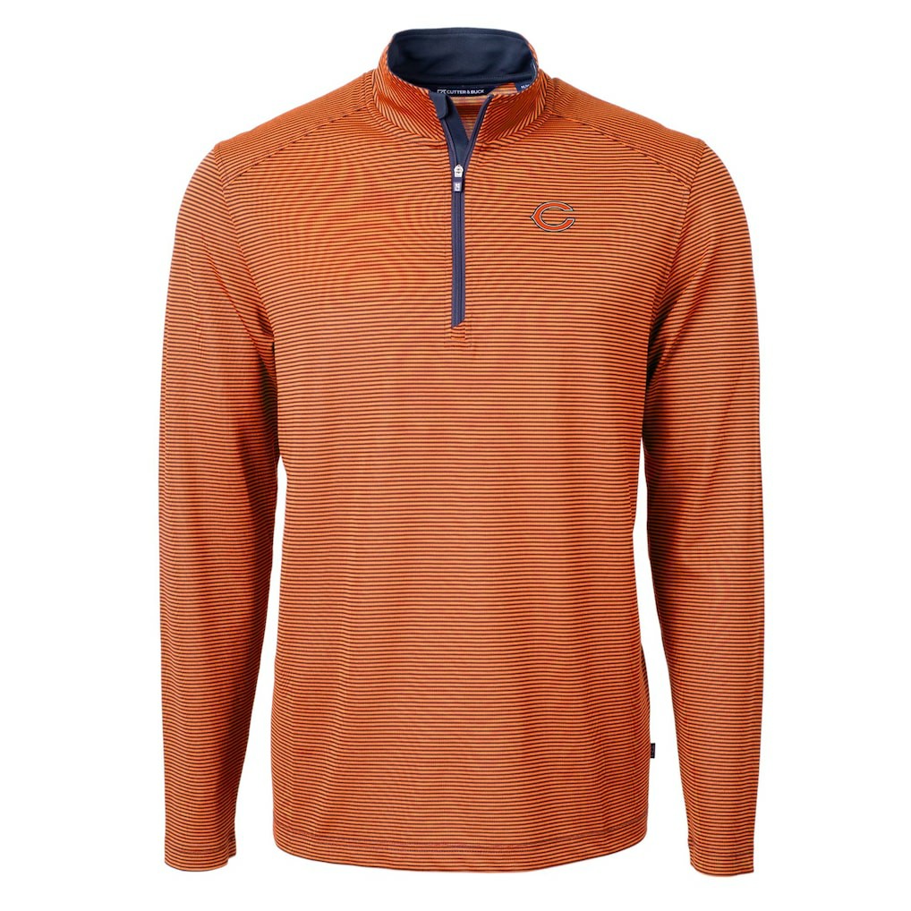 NFL Chicago Bears Cutter & Buck Virtue Eco Pique Micro Stripe Recycled Quarter-Zip Pullover Top