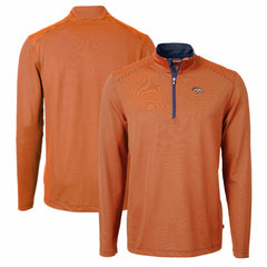 NFL Denver Broncos Cutter & Buck Virtue Eco Pique Micro Stripe Recycled Quarter-Zip Pullover Top