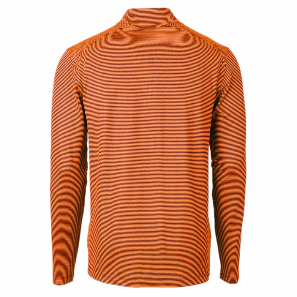 NFL Denver Broncos Cutter & Buck Virtue Eco Pique Micro Stripe Recycled Quarter-Zip Pullover Top