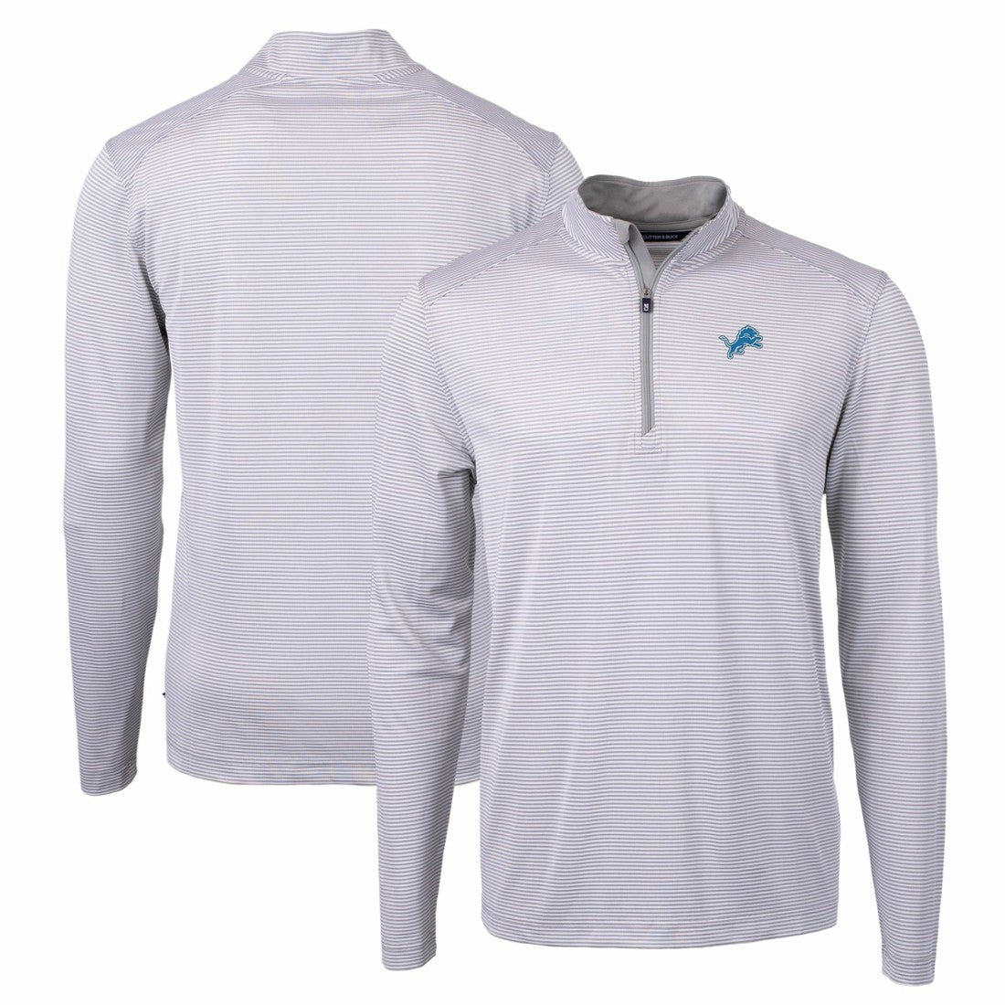 NFL Detroit Lions Cutter & Buck Virtue Eco Pique Micro Stripe Recycled Quarter-Zip Pullover Top